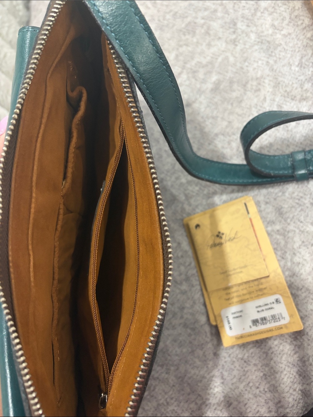 Patricia Nash Teal Green Leather Crossbody Bag - Picture 3 of 3